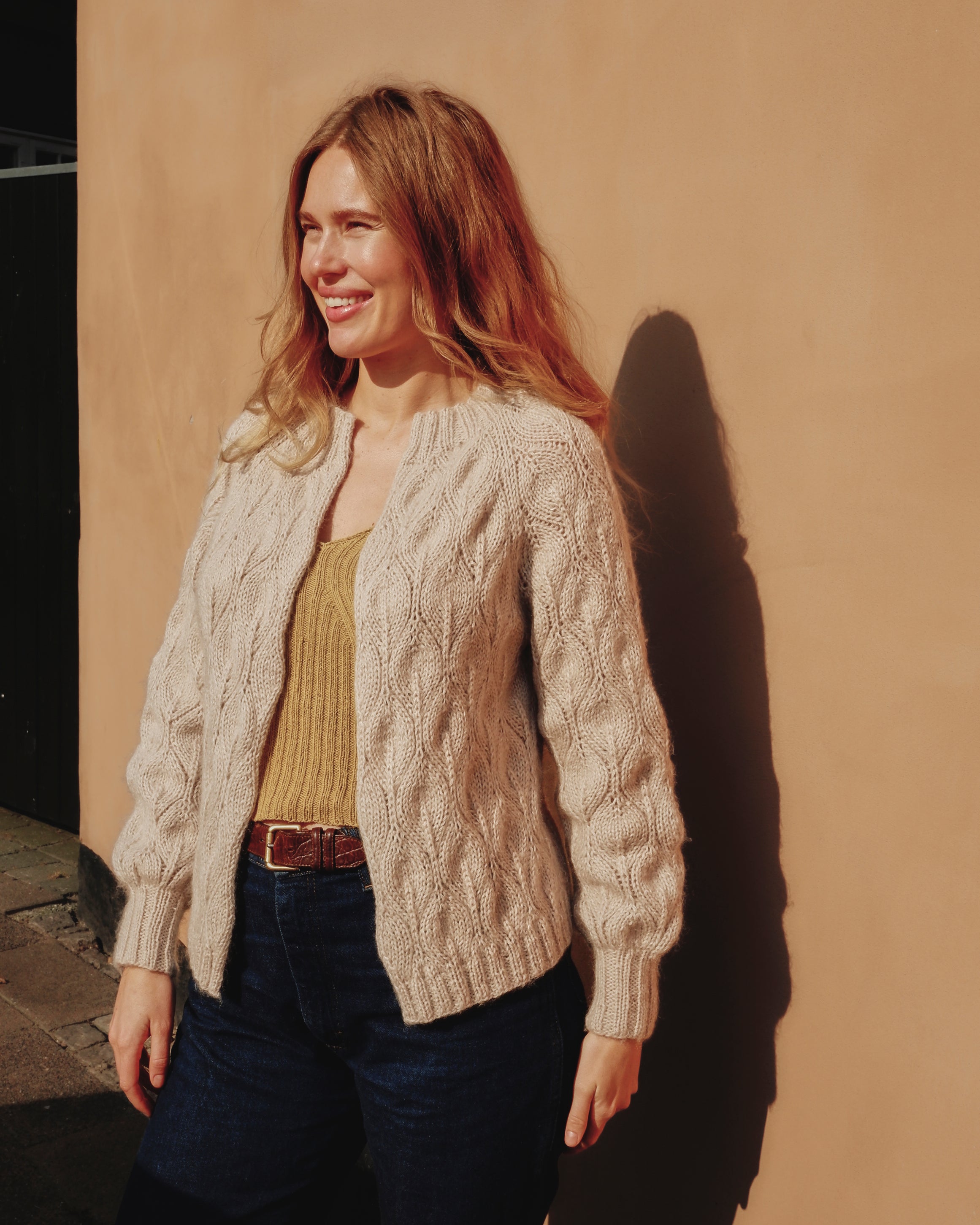 Olivenfarget cardigan