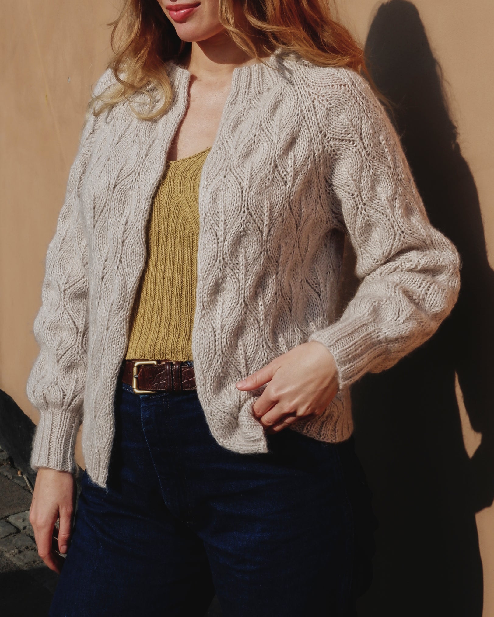 Olivenfarget cardigan