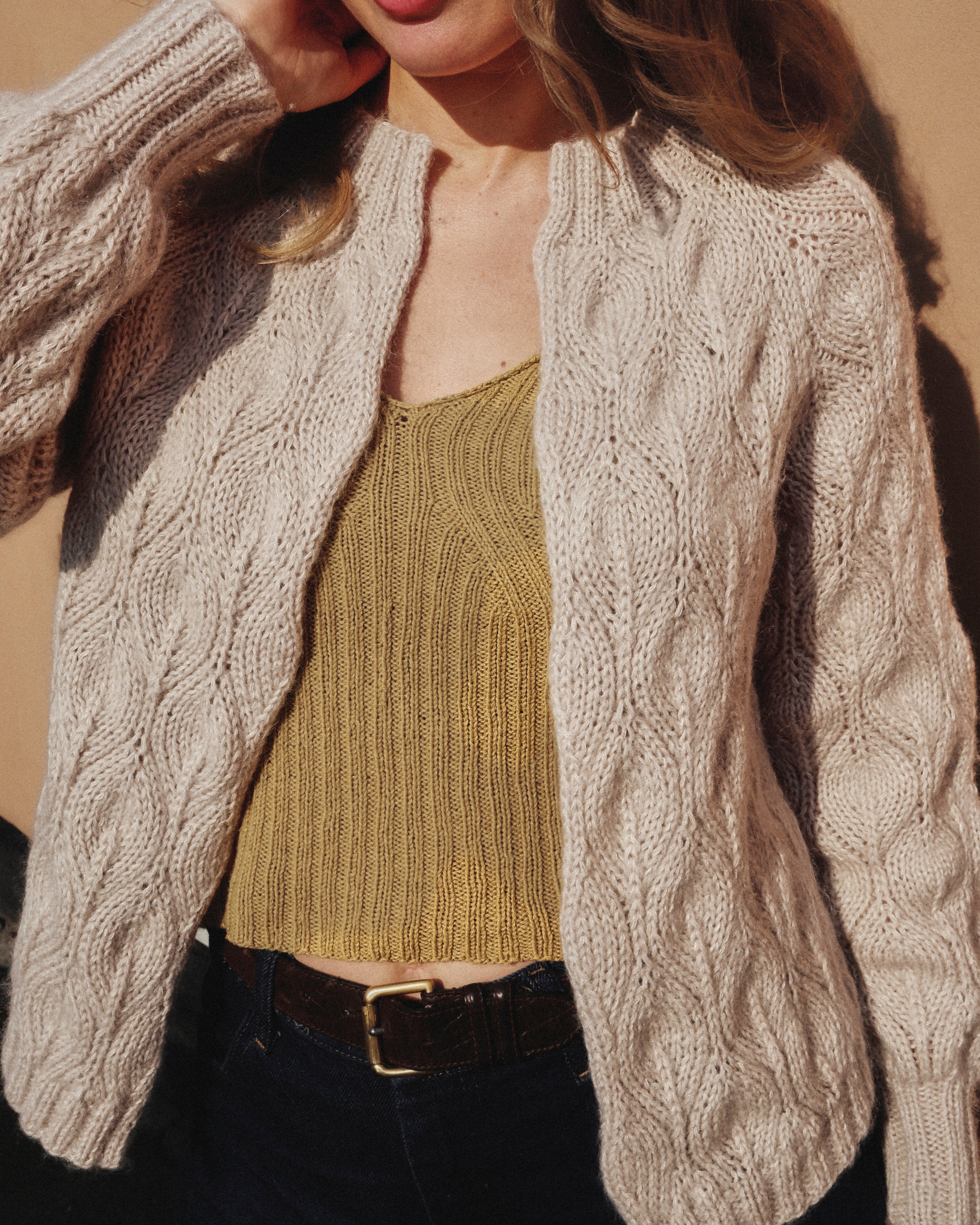 Olivenfarget cardigan